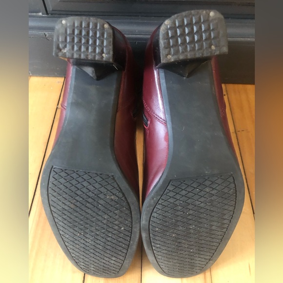 Women's Burgundy Leather Ankle Boots - Picture 7 of 8